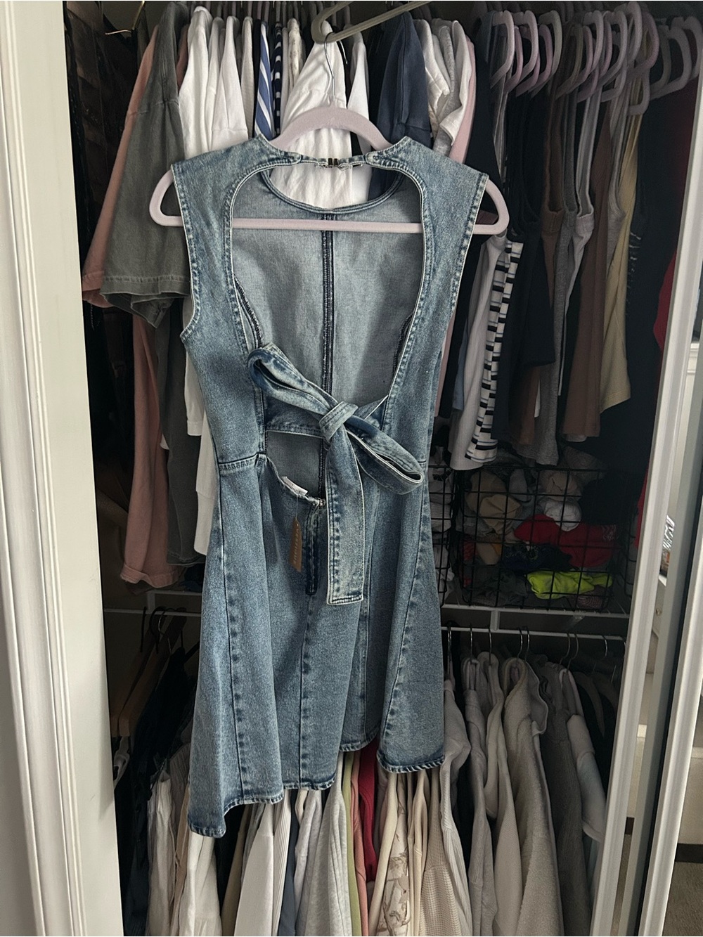 vestique Light Blue Denim Mini Dress - Picture 2 of 3